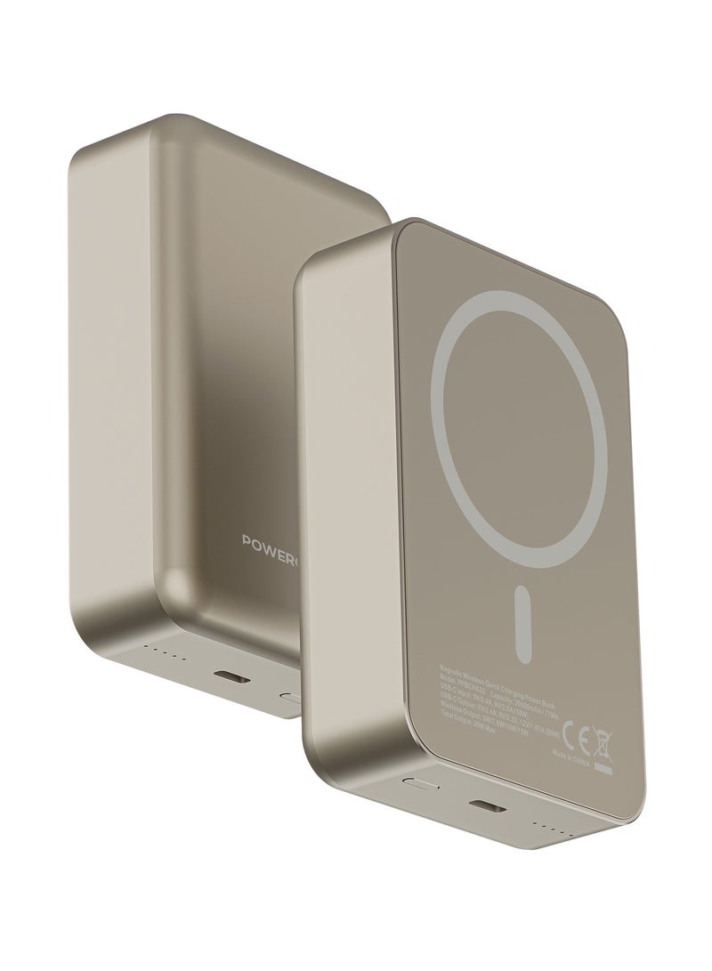 Powerology 20000mAh Magsafe Power Bank 20W PD & 15W Wireless / Simultaneous Charging / Compact Design - Titanium - Image 1